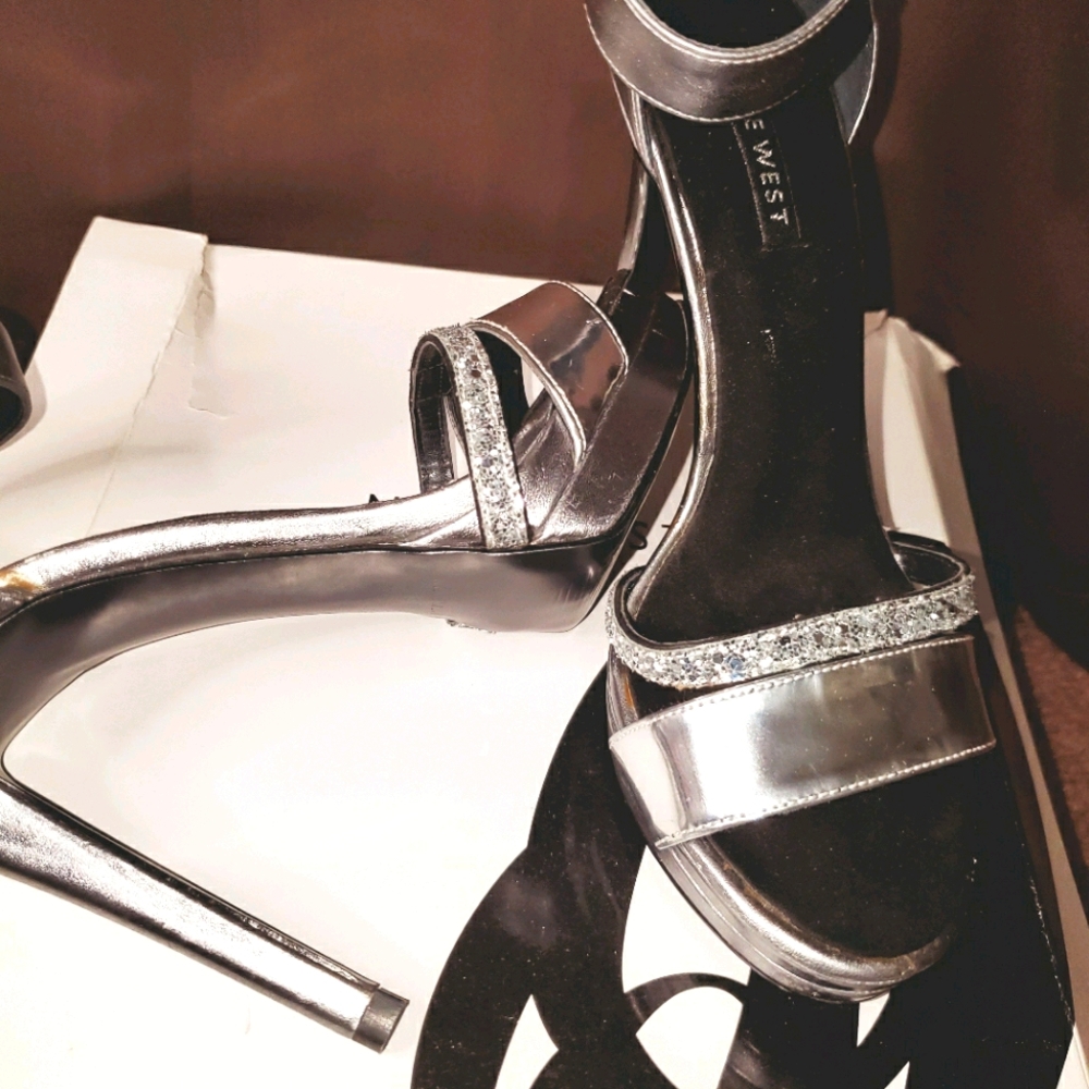 Nine West First Met Silver Platform Sandals
